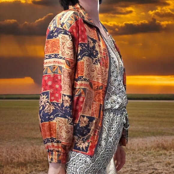 Vintage Specialty Collection 100% silk Windbreaker-Track Jacket Size S - Picture 5 of 8